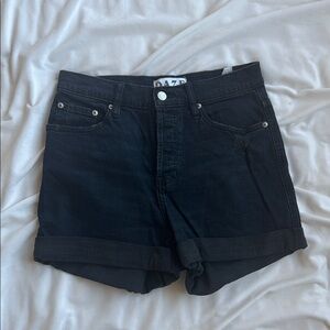 Daze High Waist Roll Hem Black Denim